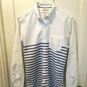 "Good Threads" Size M Slim Fit Striped Long Sleeve Shirt - White/Blue GT0004
